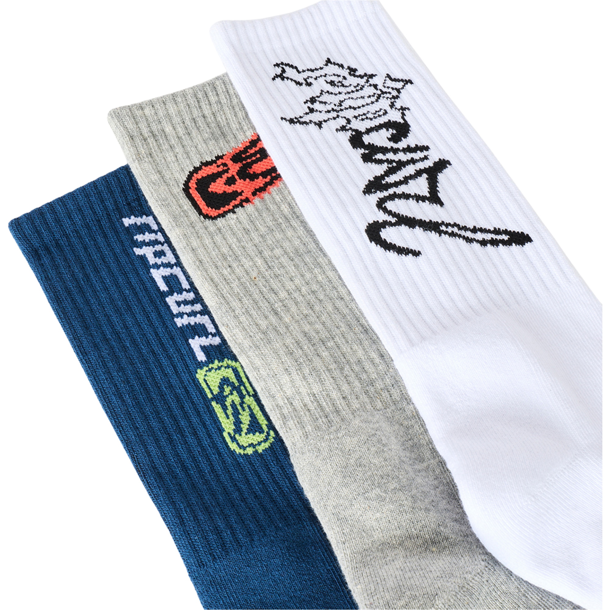 2026 Rip Curl Mens Retro Crew Sock 3 Pack 00GMSO - Grey Heather